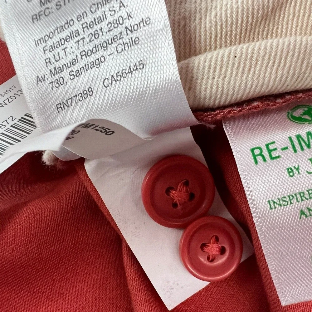 J.Crew NWT Mens 34 x 34 Broken In Chino Pants Coral Orange Tapered‎ Preppy